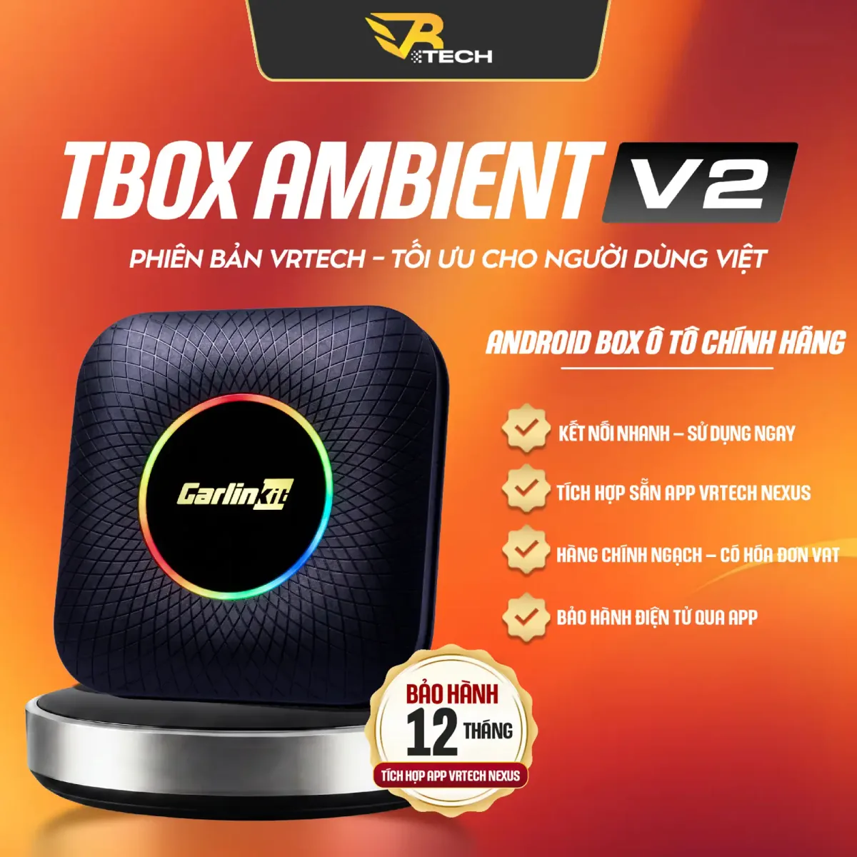 VRTECH Edition | Carlinkit TBOX AMBIENT V2 2026 | Android Box Ô Tô | Chip Qualcomm 6225 | Apple CarPlay & Android Auto | Bảo hành 12 tháng - thumbnail 4